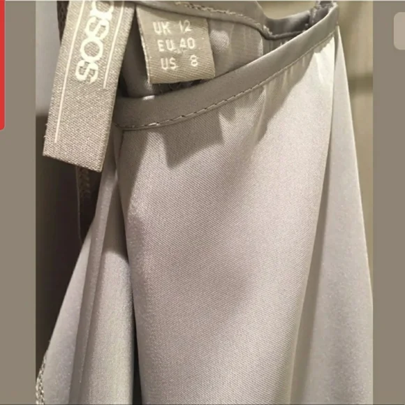 ASOS brand silvery lilac satiny halter ruffle blouse size 8 - Picture 6 of 14